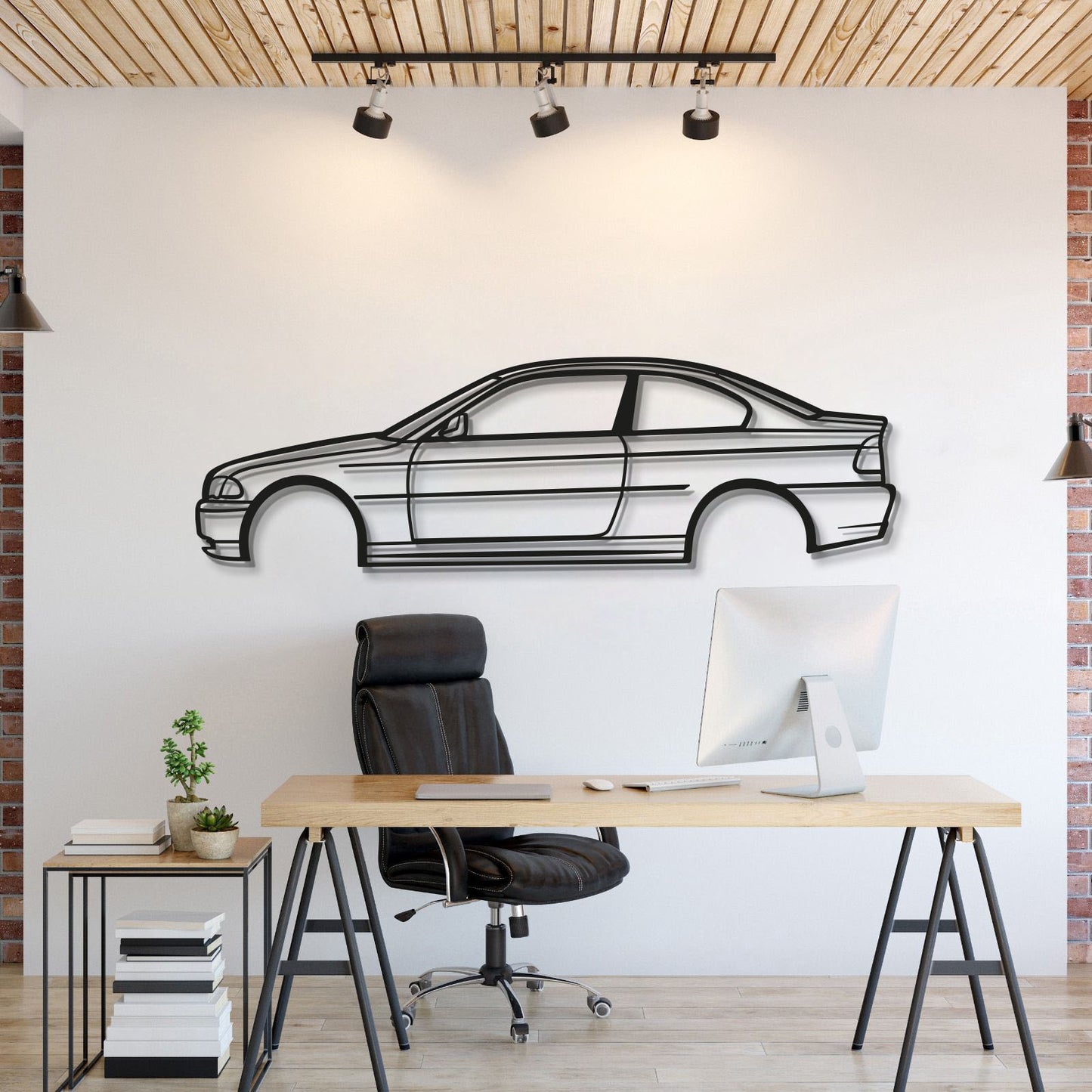 BMW E46 Coupé metal car wall art silhouette for garage décor
