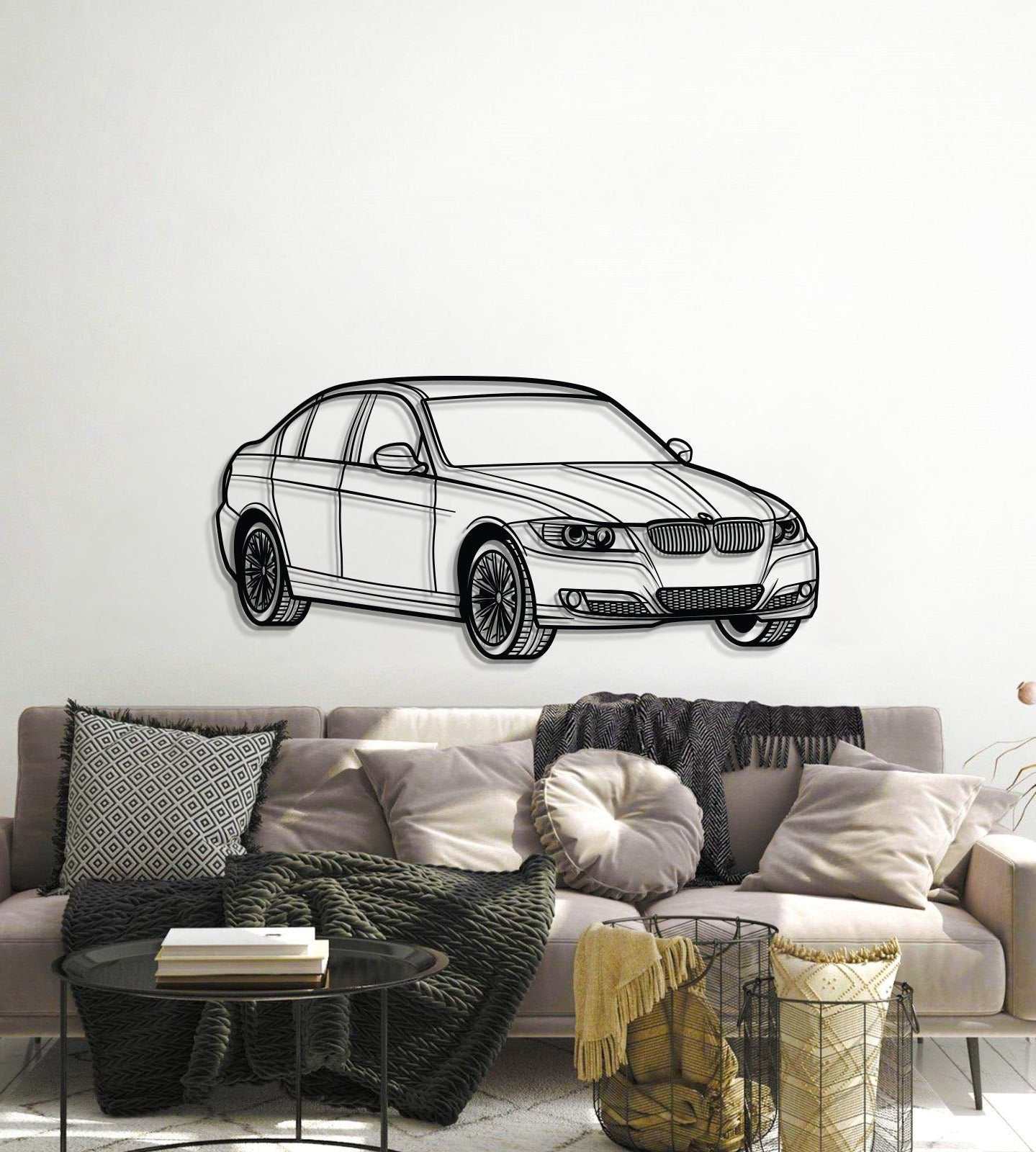 E90 Perspective Metal Car Wall Art - MT0429