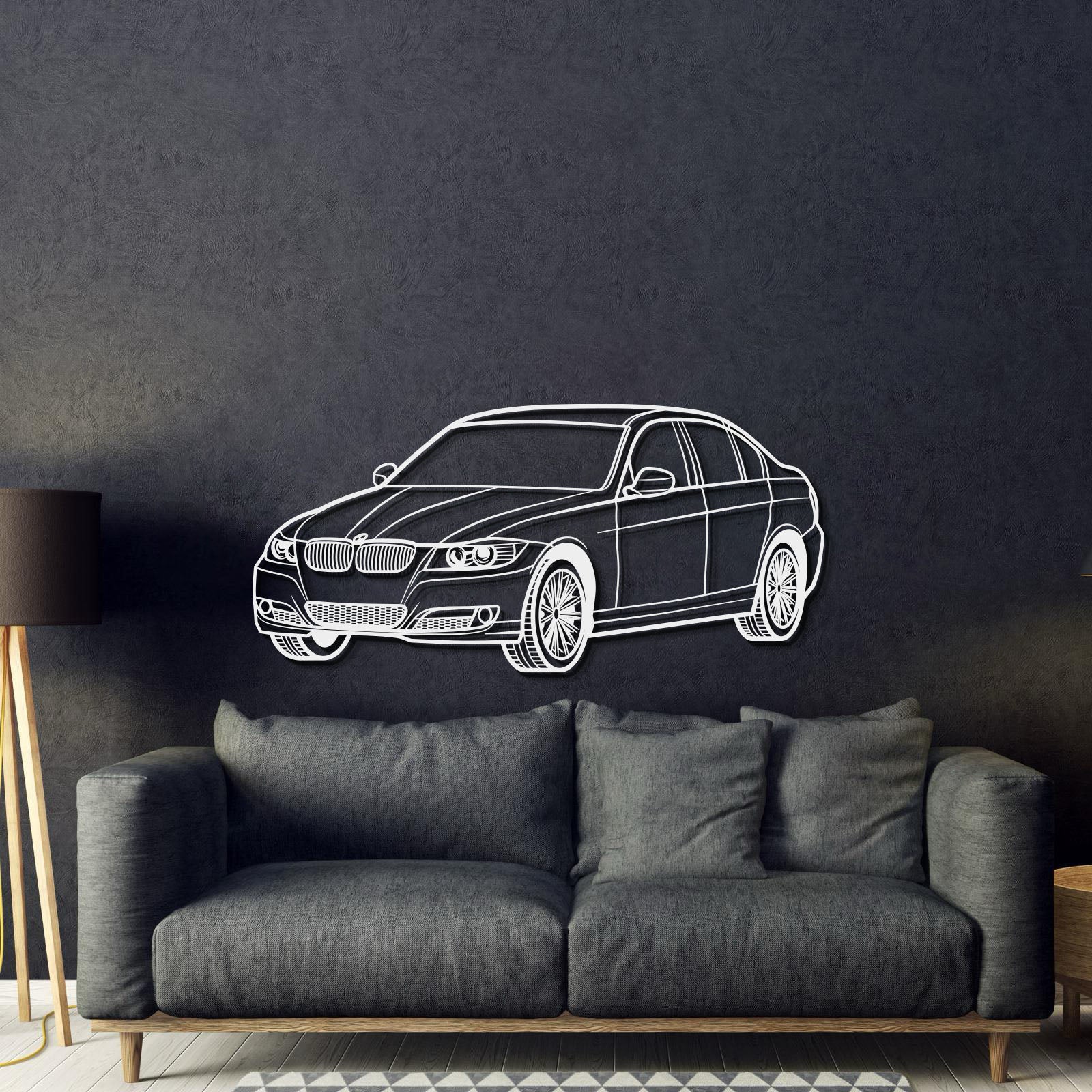 E90 Perspective Metal Car Wall Art - MT0429