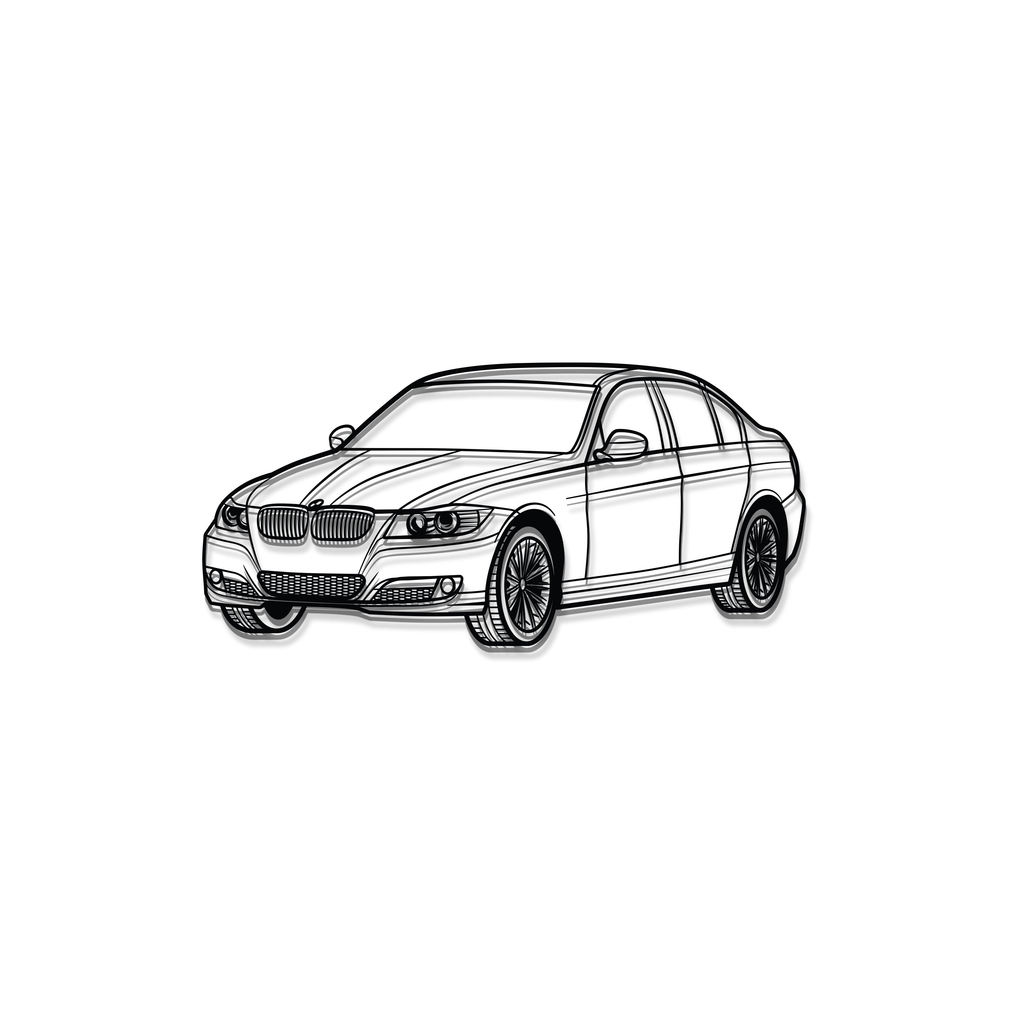 E90 Perspective Metal Car Wall Art - MT0429