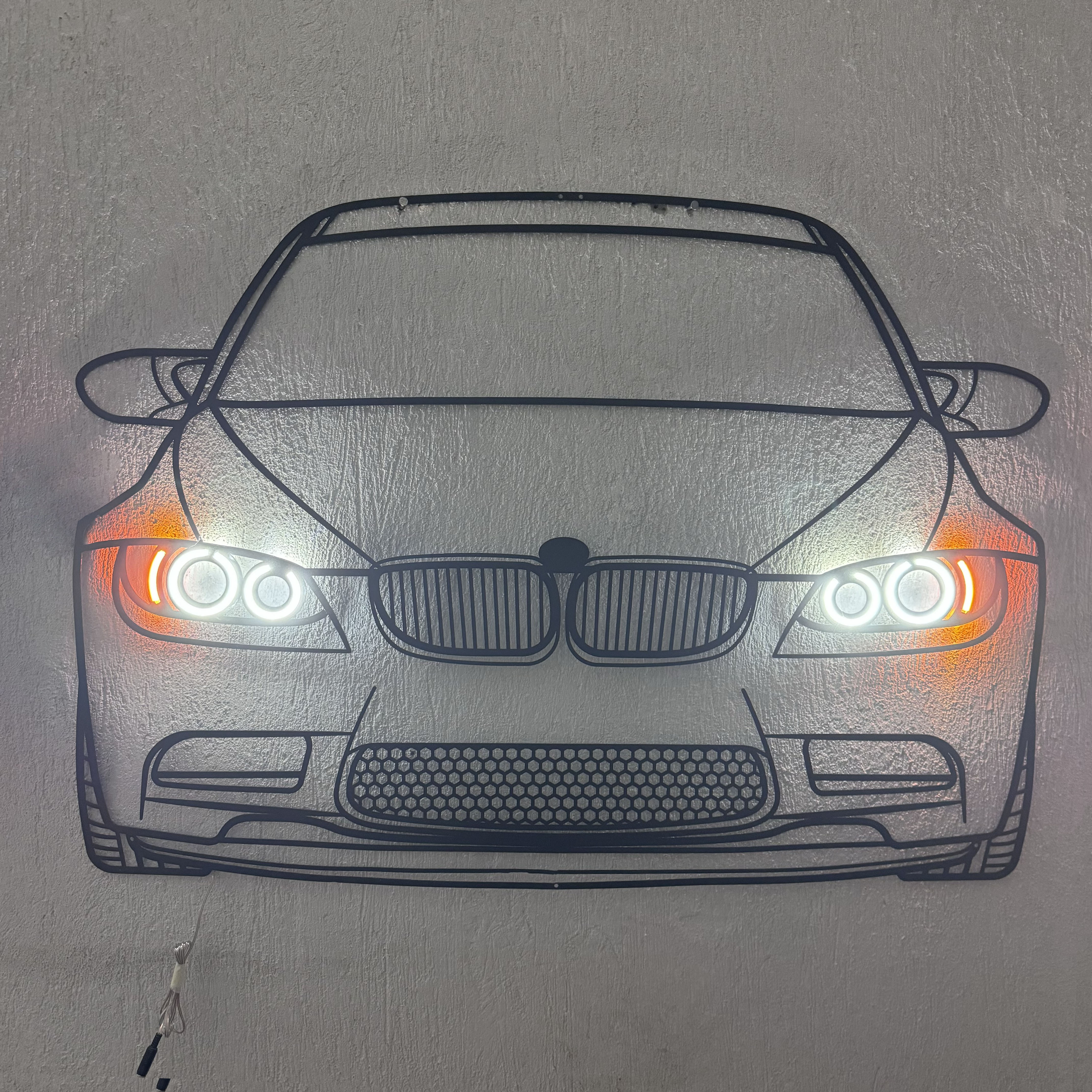 E92 Front View Metal Neon Car Wall Art - MTN0087