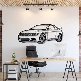 BMW E92 M3 perspective metal wall art laser cut 2 mm steel silhouette