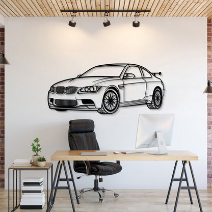 BMW E92 M3 perspective metal wall art laser cut 2 mm steel silhouette