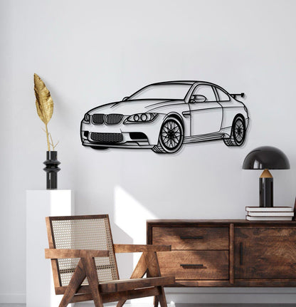 2010 BMW E92 M3 perspective car silhouette wall decor powder coated matte steel