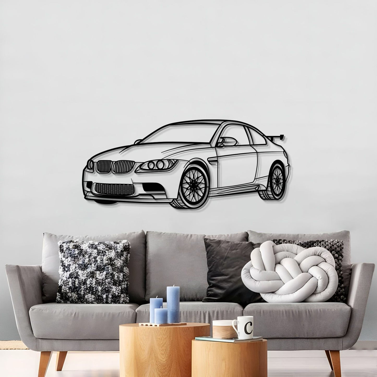 Large BMW E92 M3 perspective wall art for garage or man cave
