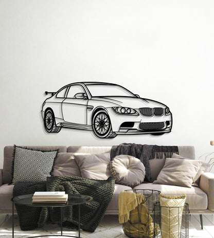 Detailed BMW E92 M3 perspective metal art durable laser cut steel construction 