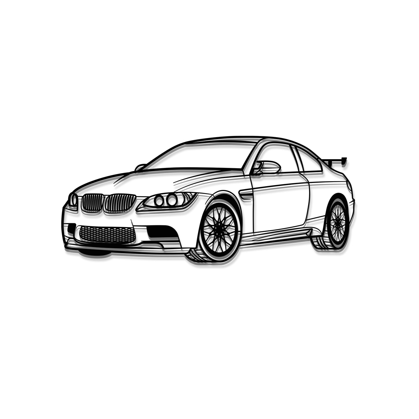 Industrial style BMW E92 M3 metal wall decor minimalist silhouette design