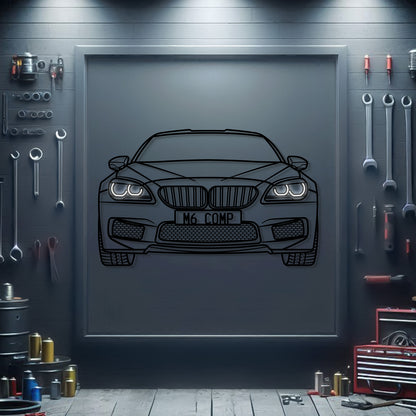 BMW M6 Competition 2015 front view neon car wall sculpture – sleek industrial décor for modern interiors