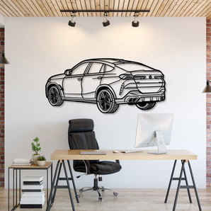 BMW X6 perspective metal wall art – laser‑cut 2 mm textured steel with matte powder‑coat finish