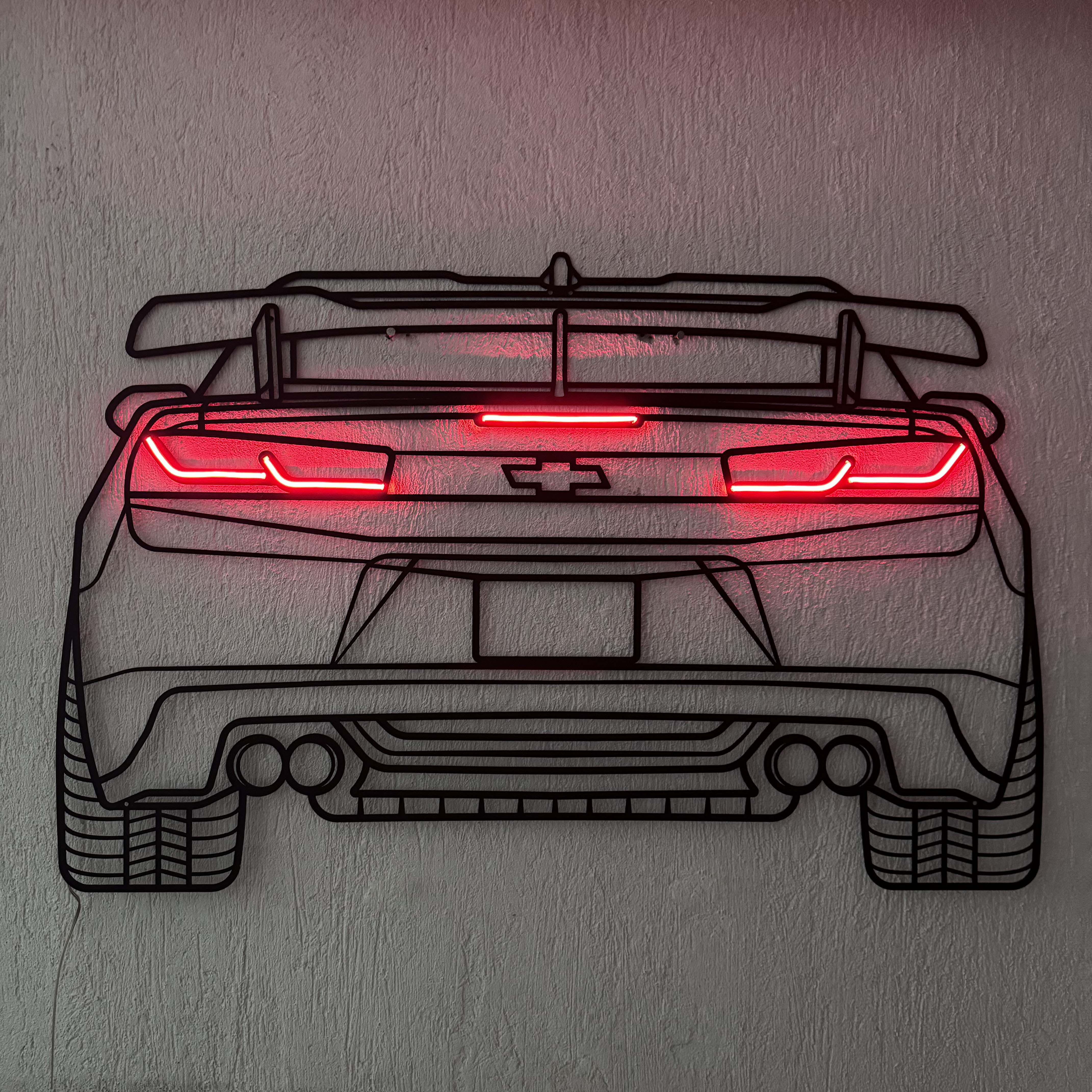 Camaro Back View Metal Neon Car Wall Art - MTN0073