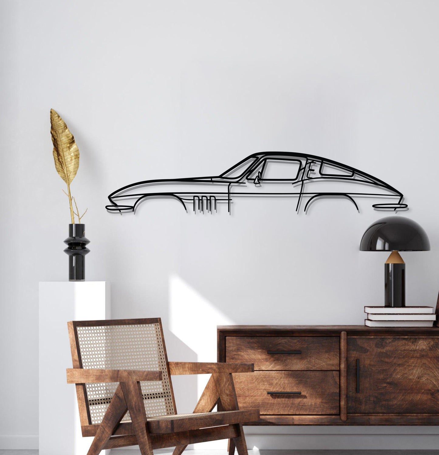 Transform your space with the Corvette C2 rendered in sleek metal décor