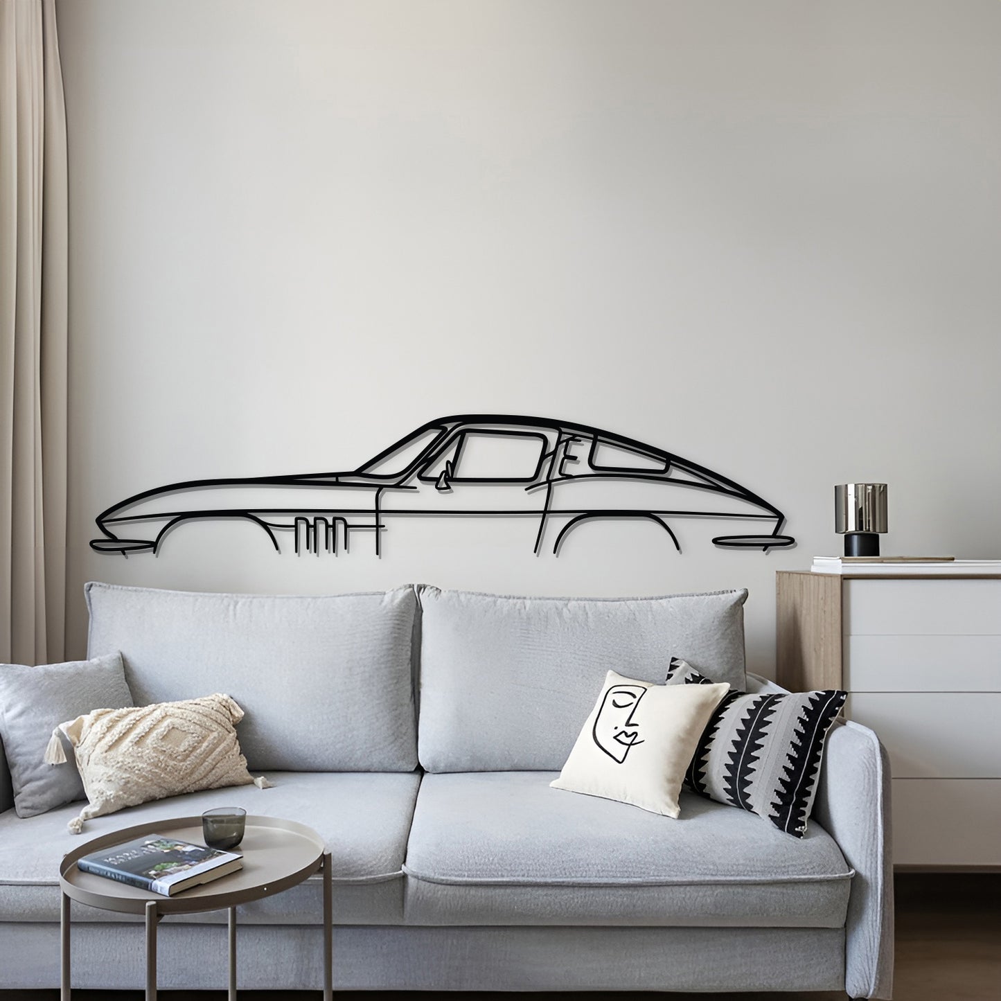 Add vintage elegance using the Corvette C2 silhouette as wall art