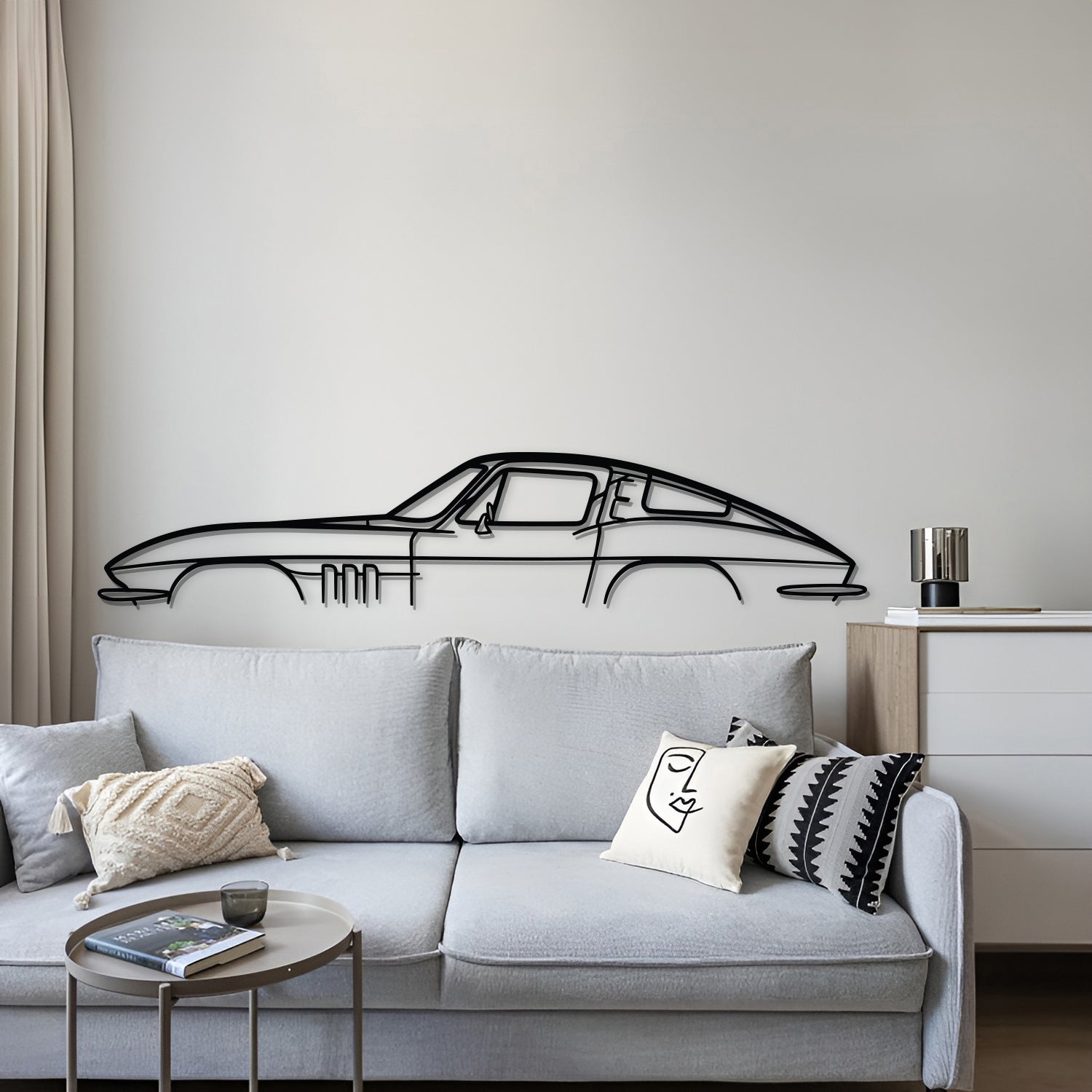 Add vintage elegance using the Corvette C2 silhouette as wall art