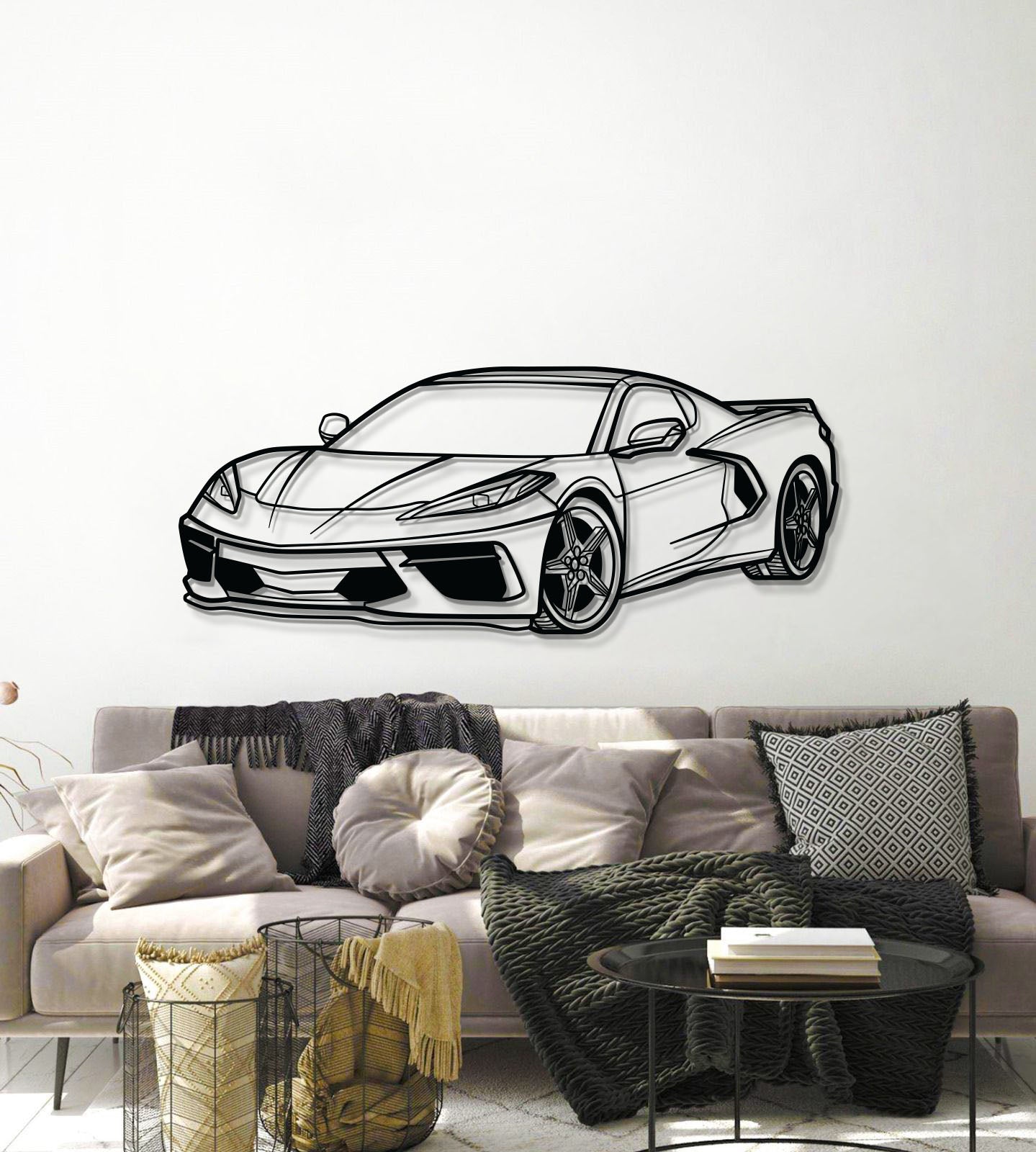 Corvette C8 Perspective Metal Car Wall Art - MT1125