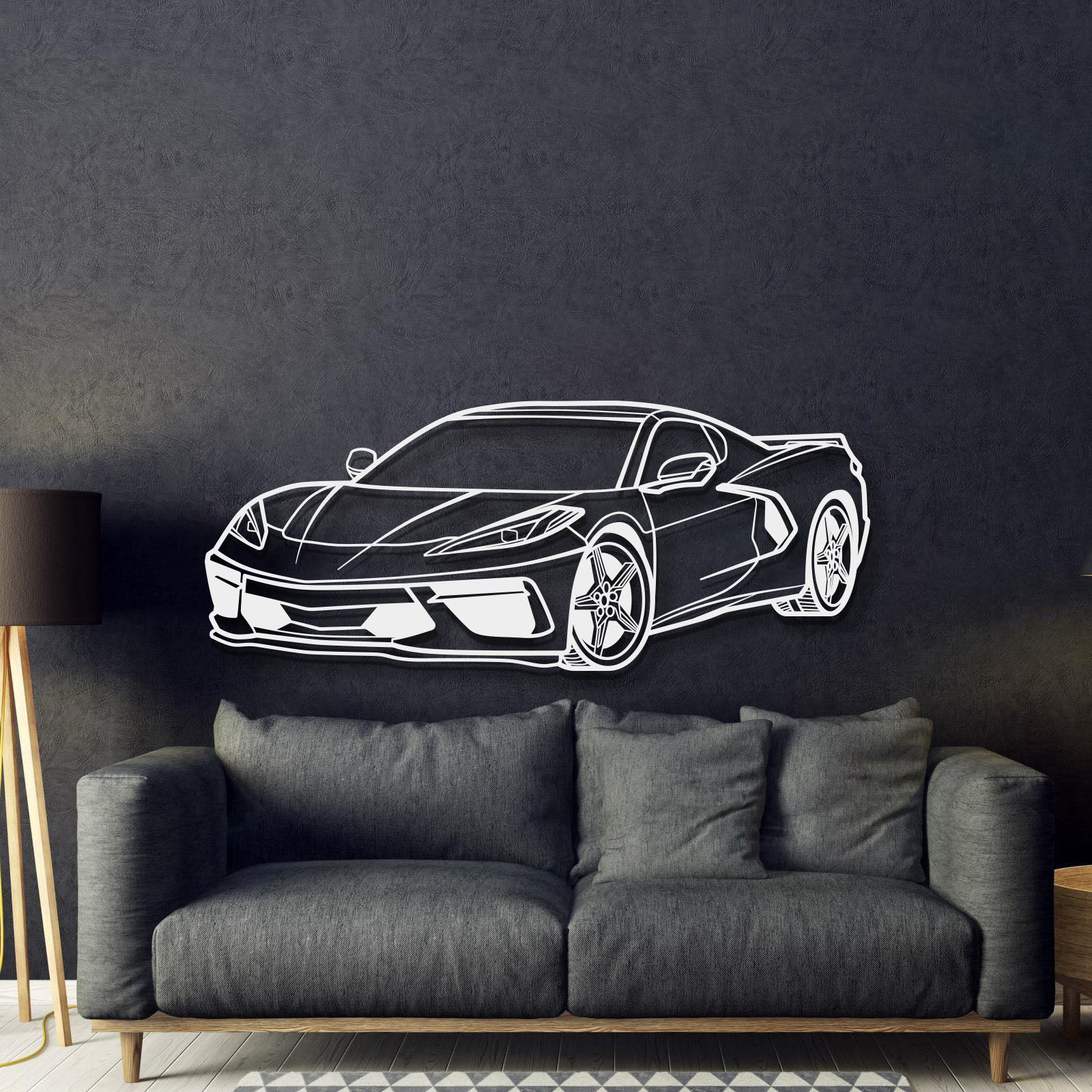 Corvette C8 Perspective Metal Car Wall Art - MT1125