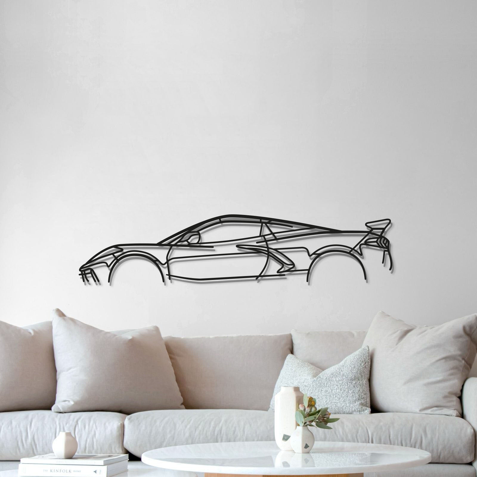 Chevrolet Corvette C8 Stingray Metal Wall Art Lifted 1 Cm From Wall For 3D Effect