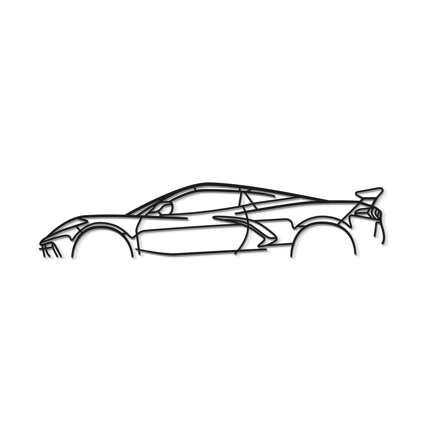 Industrial Style Chevrolet Corvette C8 Stingray Metal Wall Decor Minimalist Silhouette