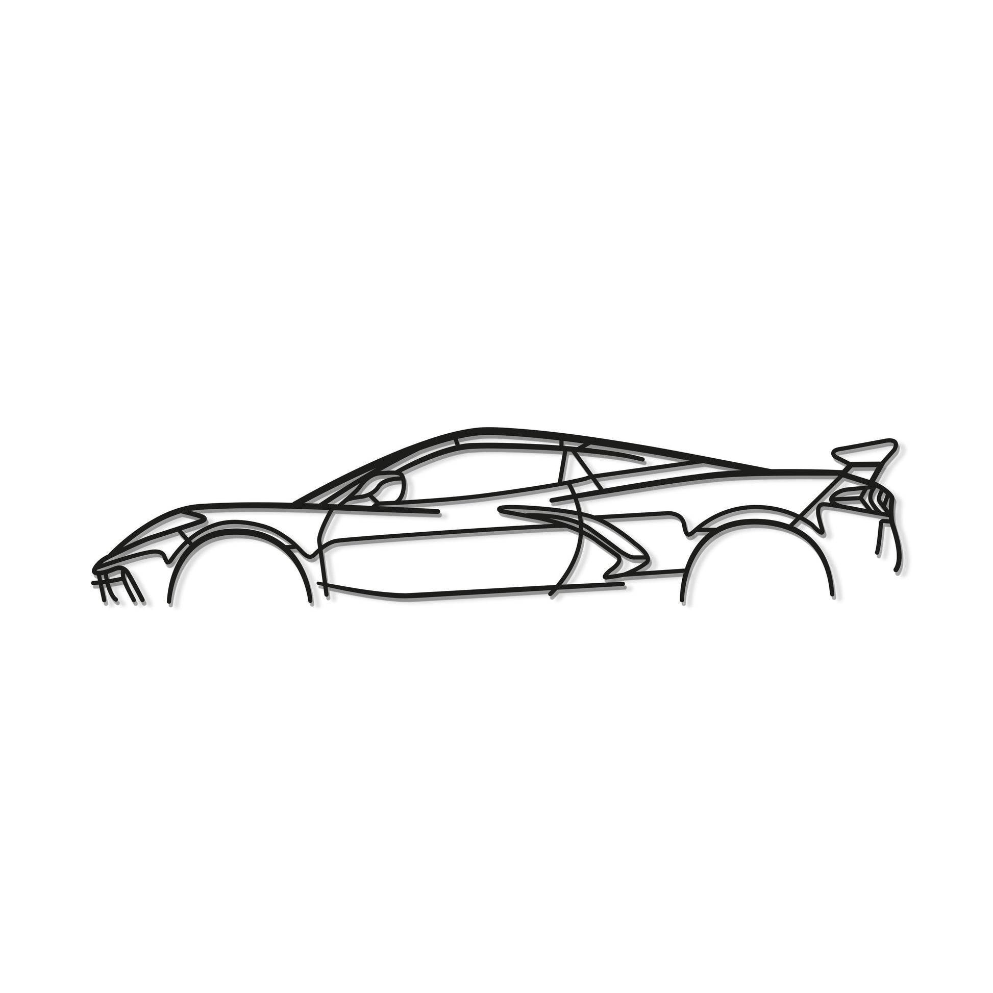 Industrial Style Chevrolet Corvette C8 Stingray Metal Wall Decor Minimalist Silhouette