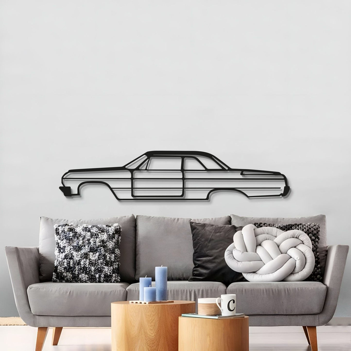 Chevrolet Impala floating metal sculpture brings nostalgic automotive flair to an office space