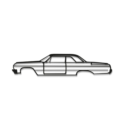 Hallway transformed by Chevrolet Impala metal piece celebrating timeless automotive design