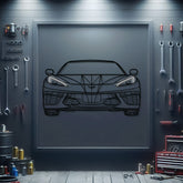 Corvette C8 Front View Metal Neon Car Wall Art - MTN0080