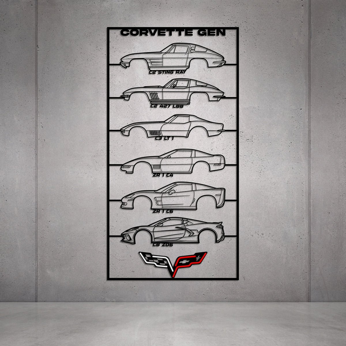 Corvette Gen's Metal Neon Car Wall Art - MTN0277