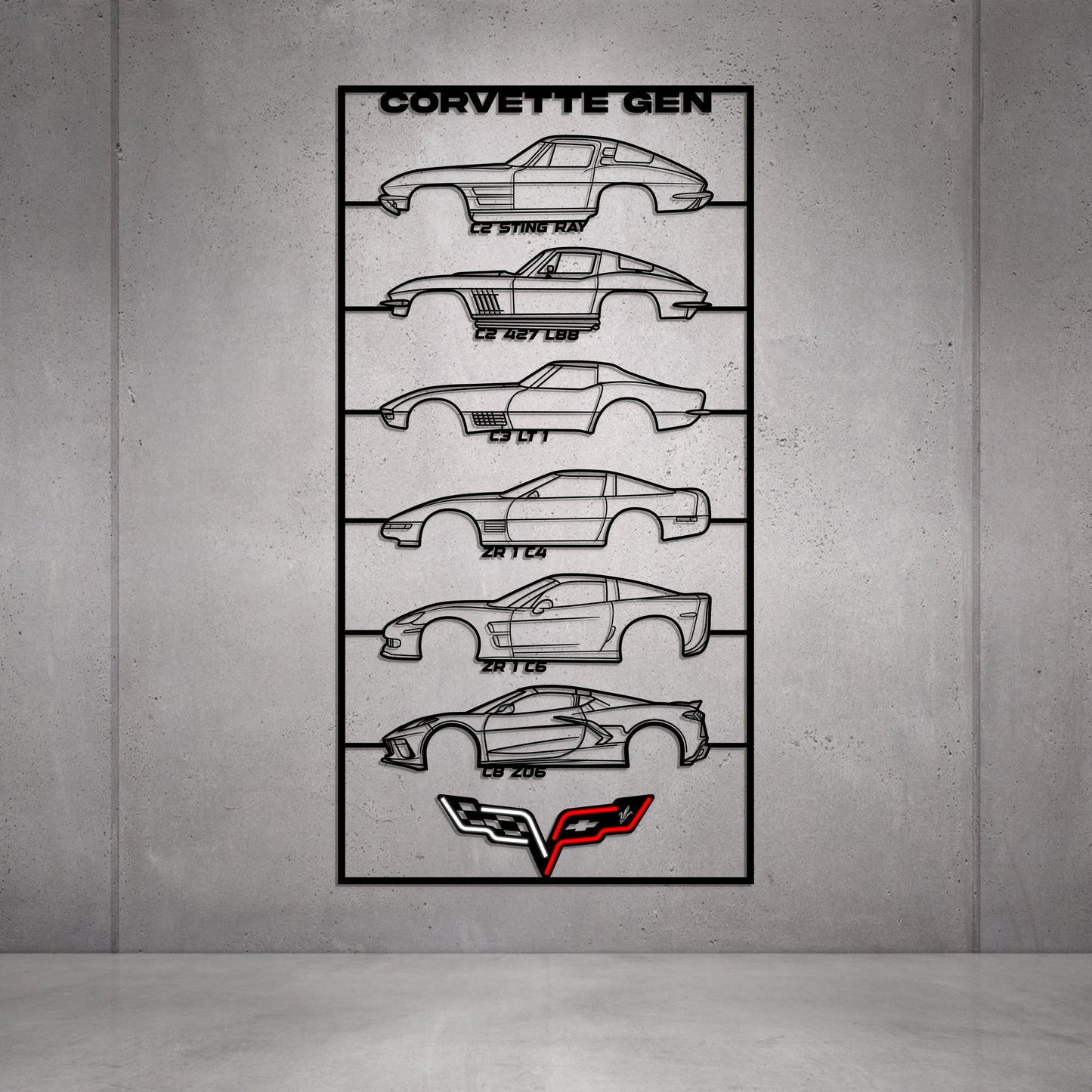 Corvette Gen's Metal Neon Car Wall Art - MTN0277