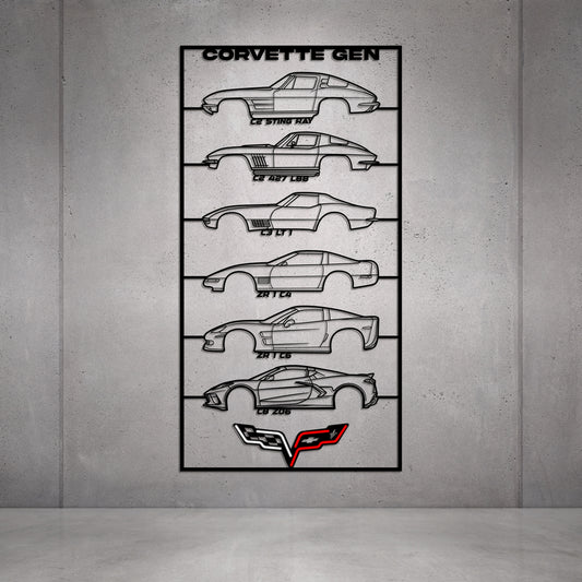 Corvette Gen's Metall Neon Auto Wandkunst - MTN0277