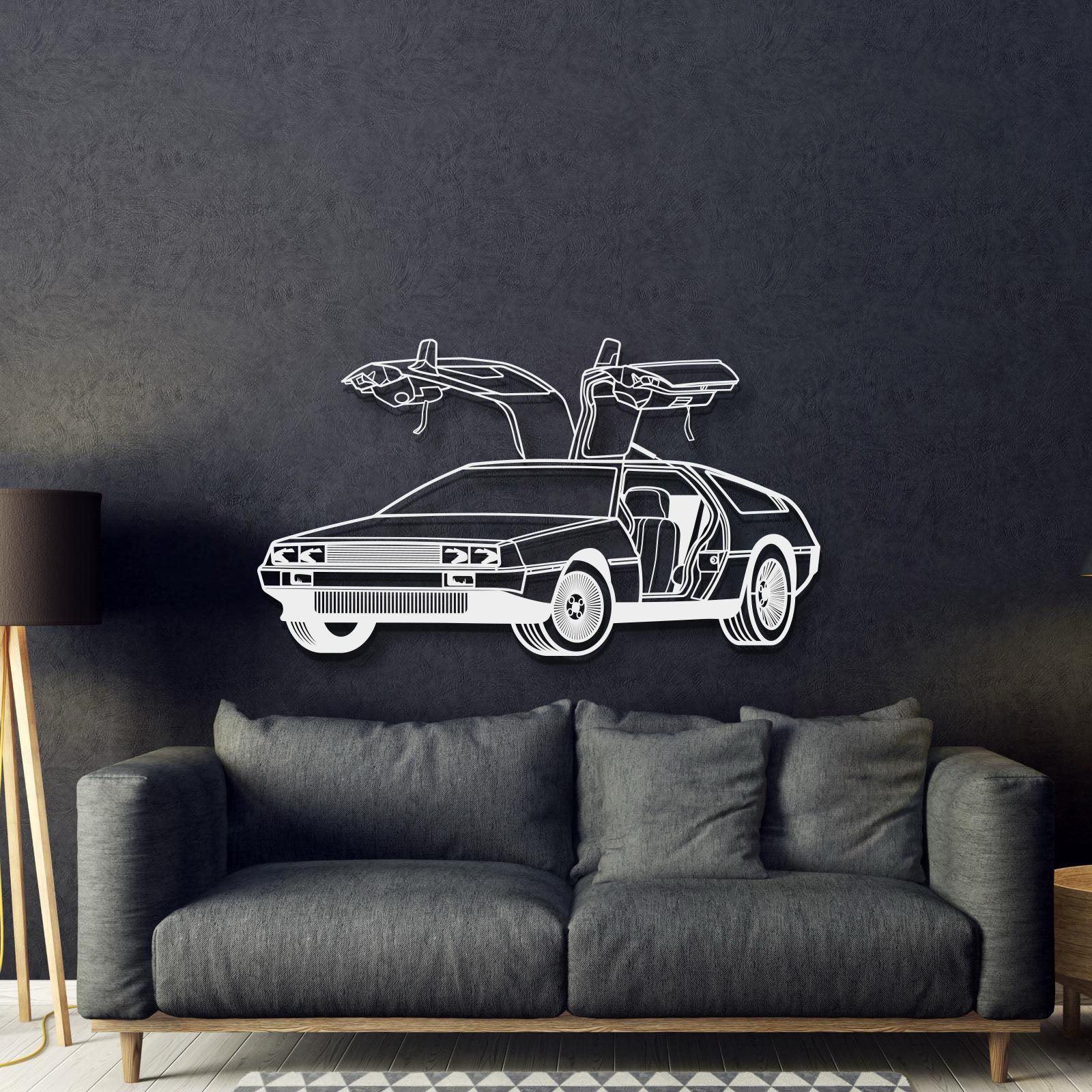 Delorean Perspective Metal Car Wall Art - MT1218