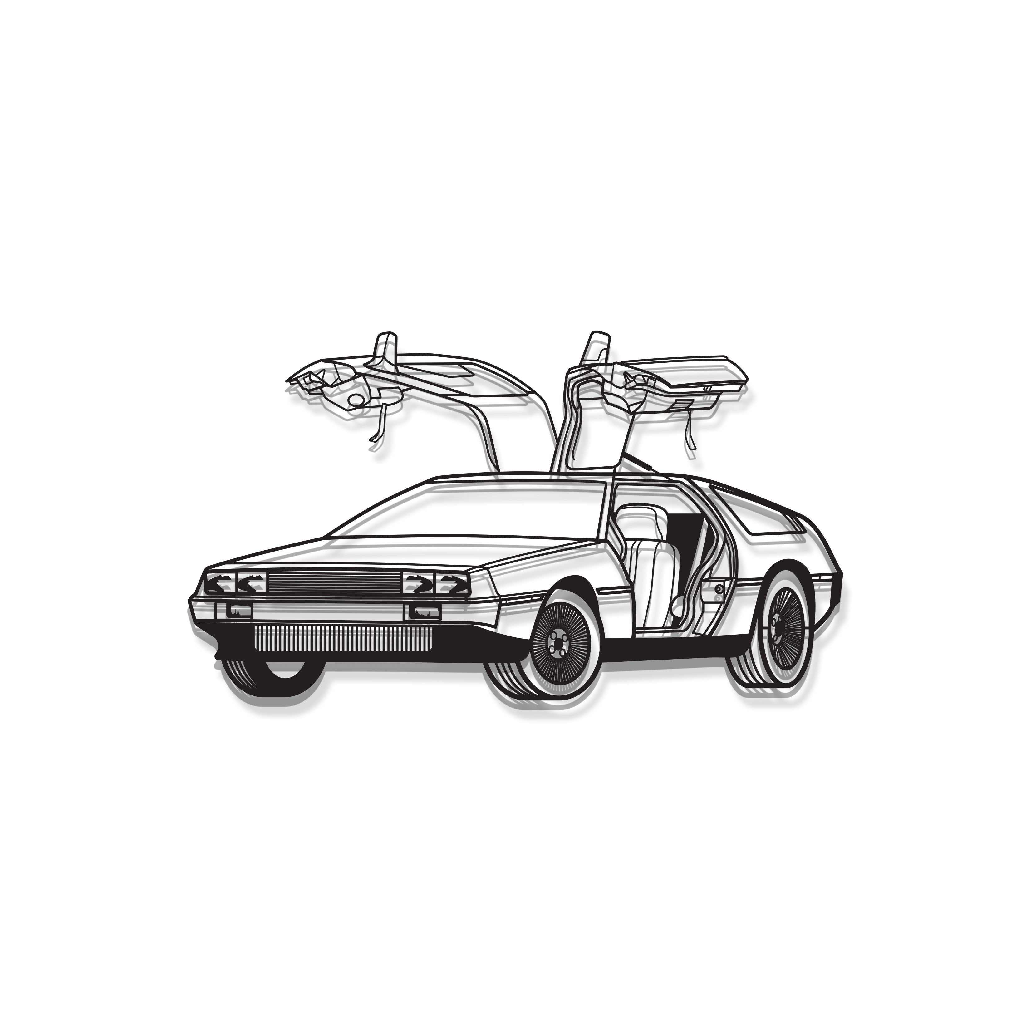 Delorean Perspective Metal Car Wall Art - MT1218