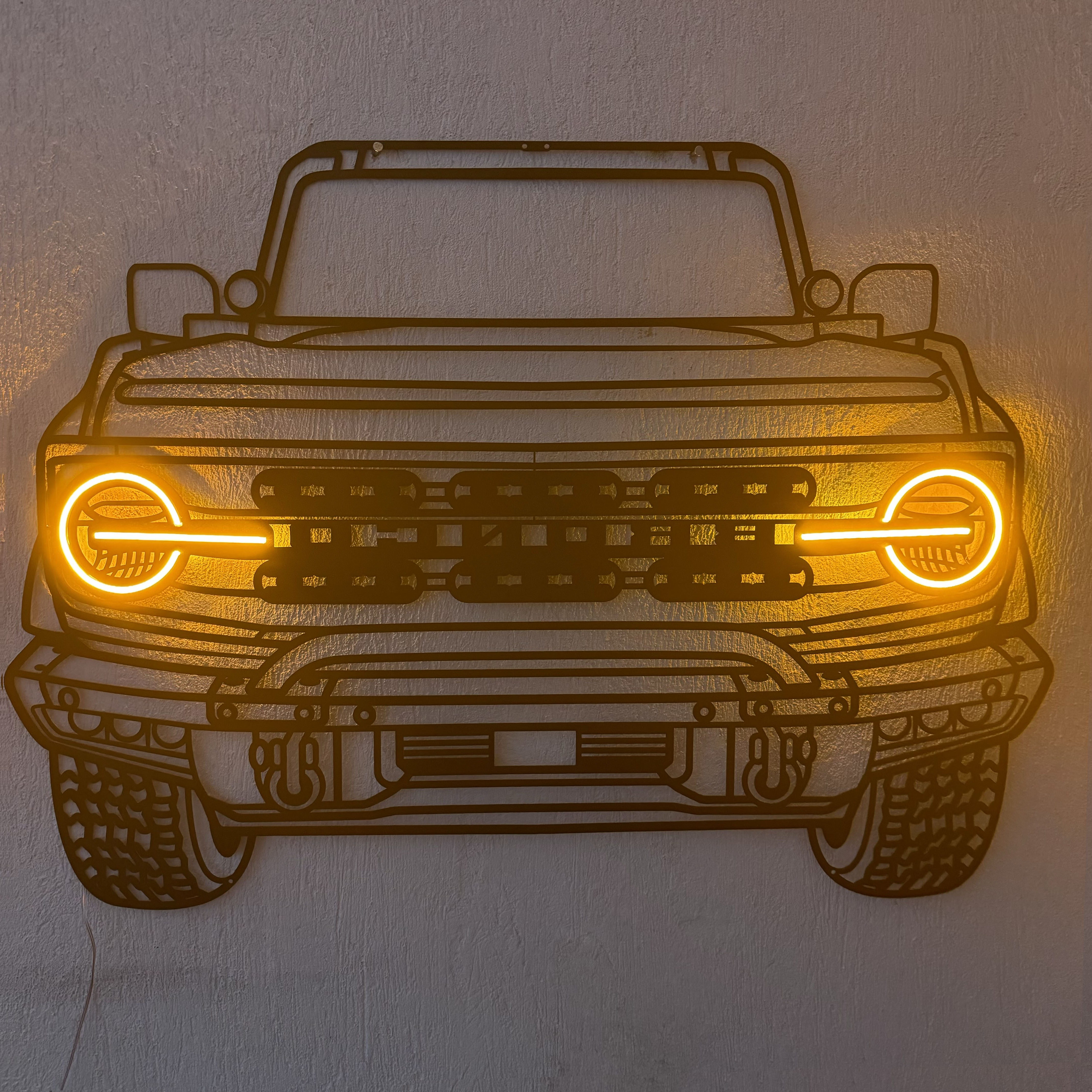 2022 Bronco Raptor Front View Metal Neon Car Wall Art - MTN0109