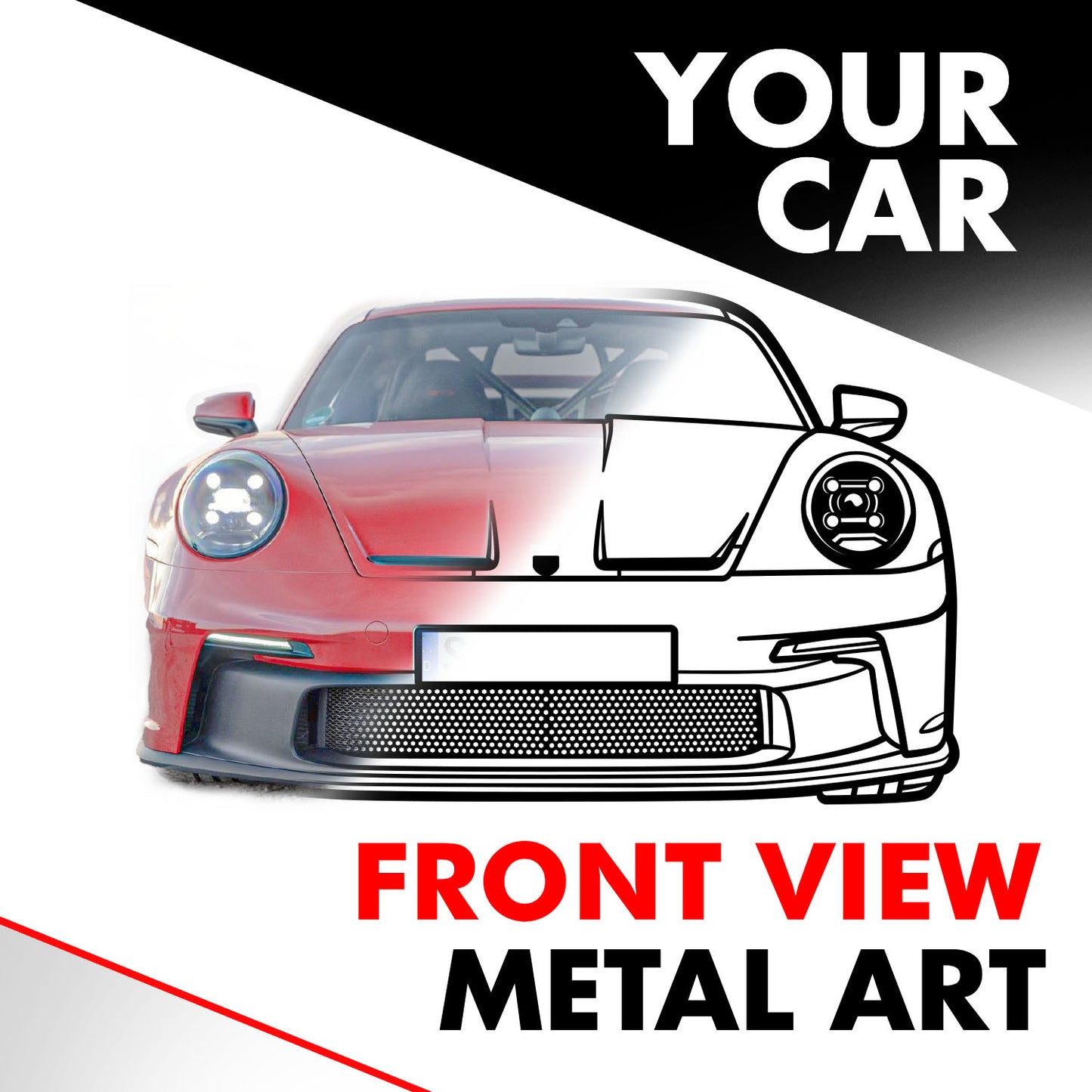 Personalisierte Auto-Frontansicht Metall-Wandkunst - MT1380