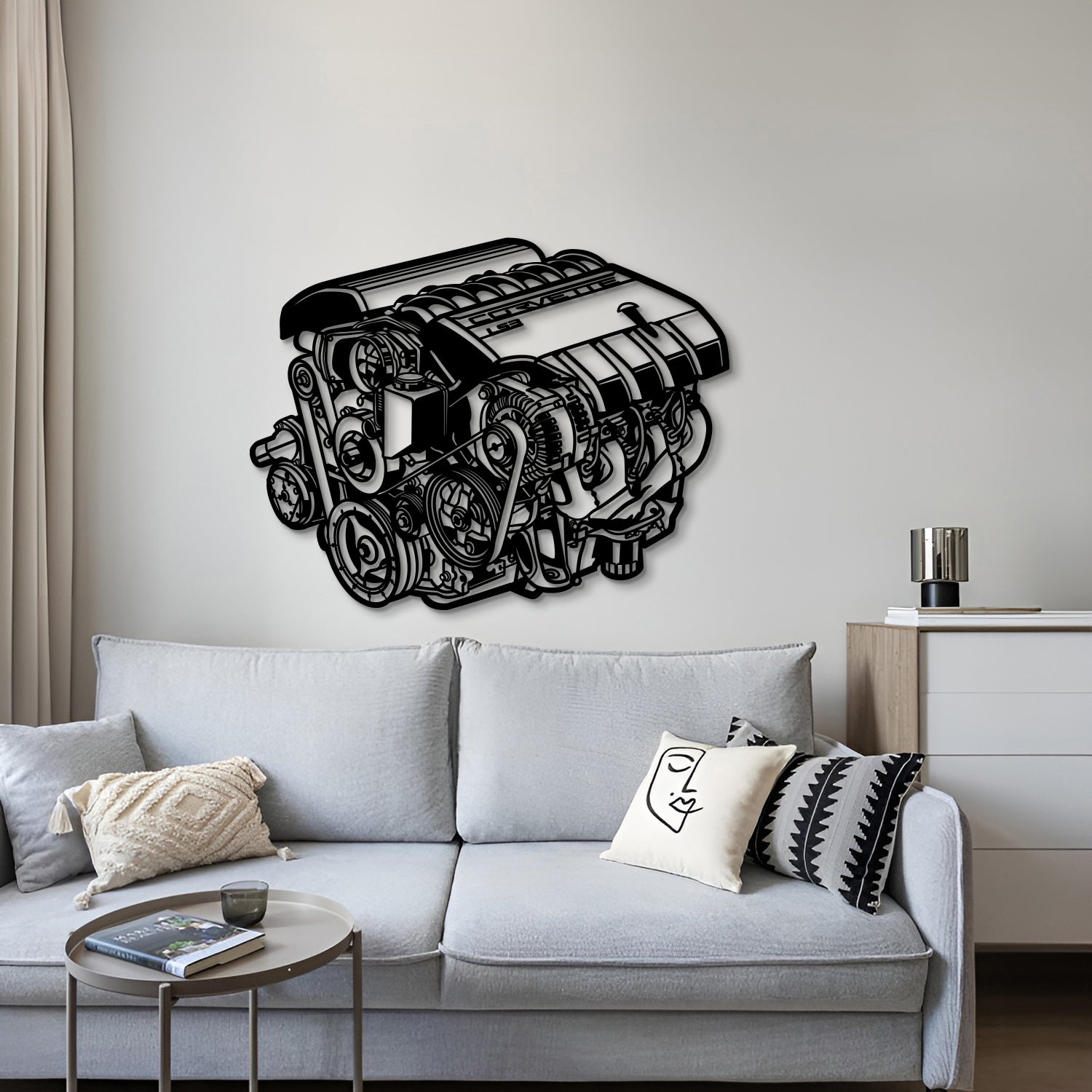 GM 6.2 Liter V8 Small Block LS3 Metal Engine Block Wall Art - MTEB-0004