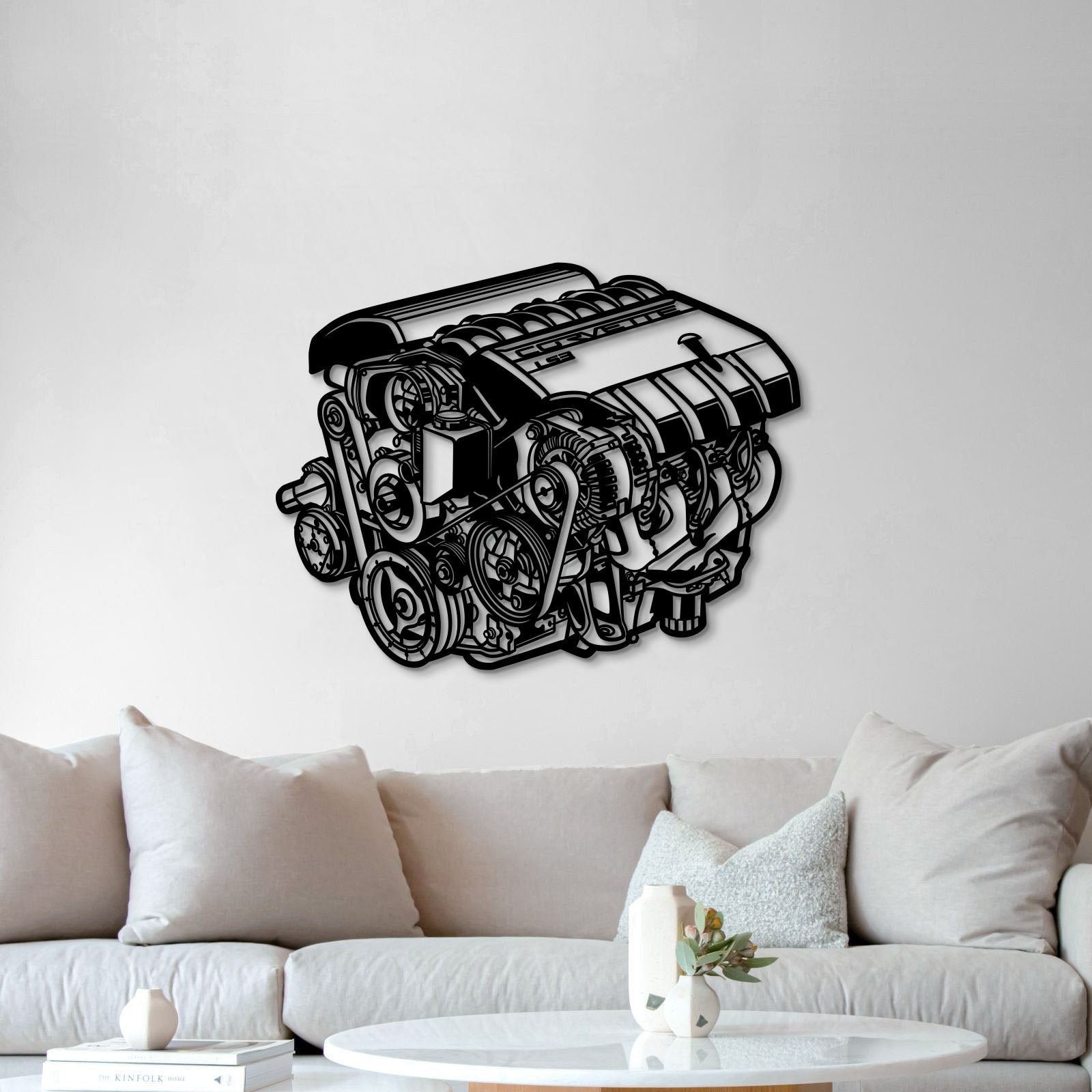 GM 6.2 Liter V8 Small Block LS3 Metal Engine Block Wall Art - MTEB-0004