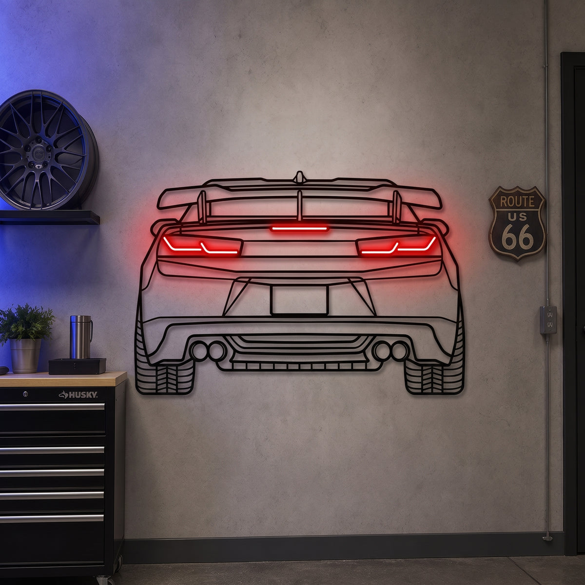 Camaro Back View Metal Neon Car Wall Art - MTN0073