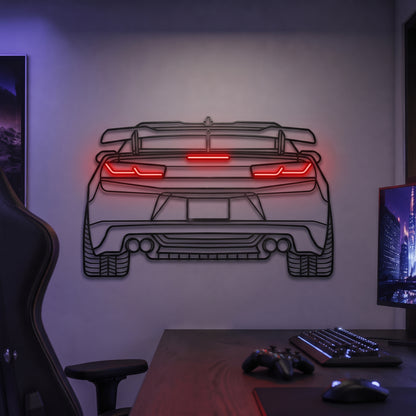 Camaro Back View Metal Neon Car Wall Art - MTN0073