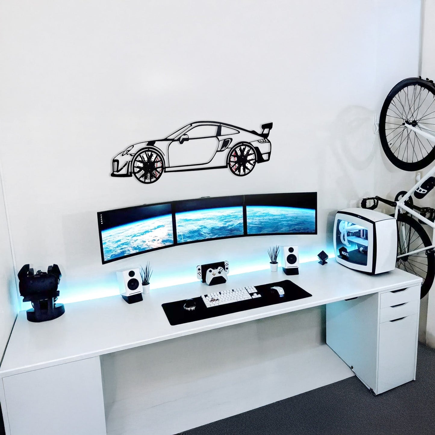 2019 911 GT2 RS Wall Art – Steel Cut with Spinning Wheels-KAFMEKA006