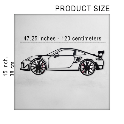 2019 911 GT2 RS Wall Art – Steel Cut with Spinning Wheels-KAFMEKA006