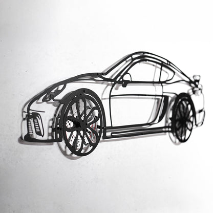 2020 Cayman GT4 Wall Art – Steel Silhouette with Spinning Wheels-KAFMEKA007