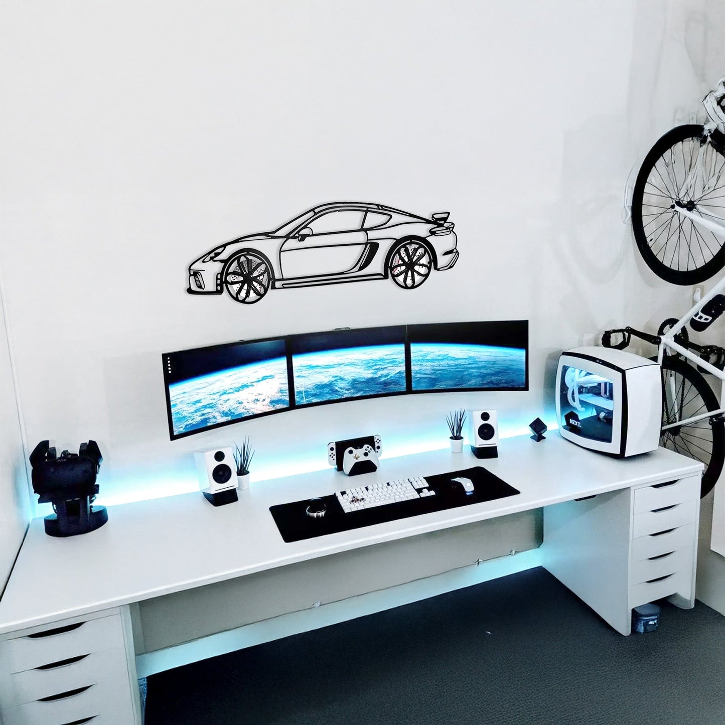2020 Cayman GT4 Wall Art – Steel Silhouette with Spinning Wheels-KAFMEKA007