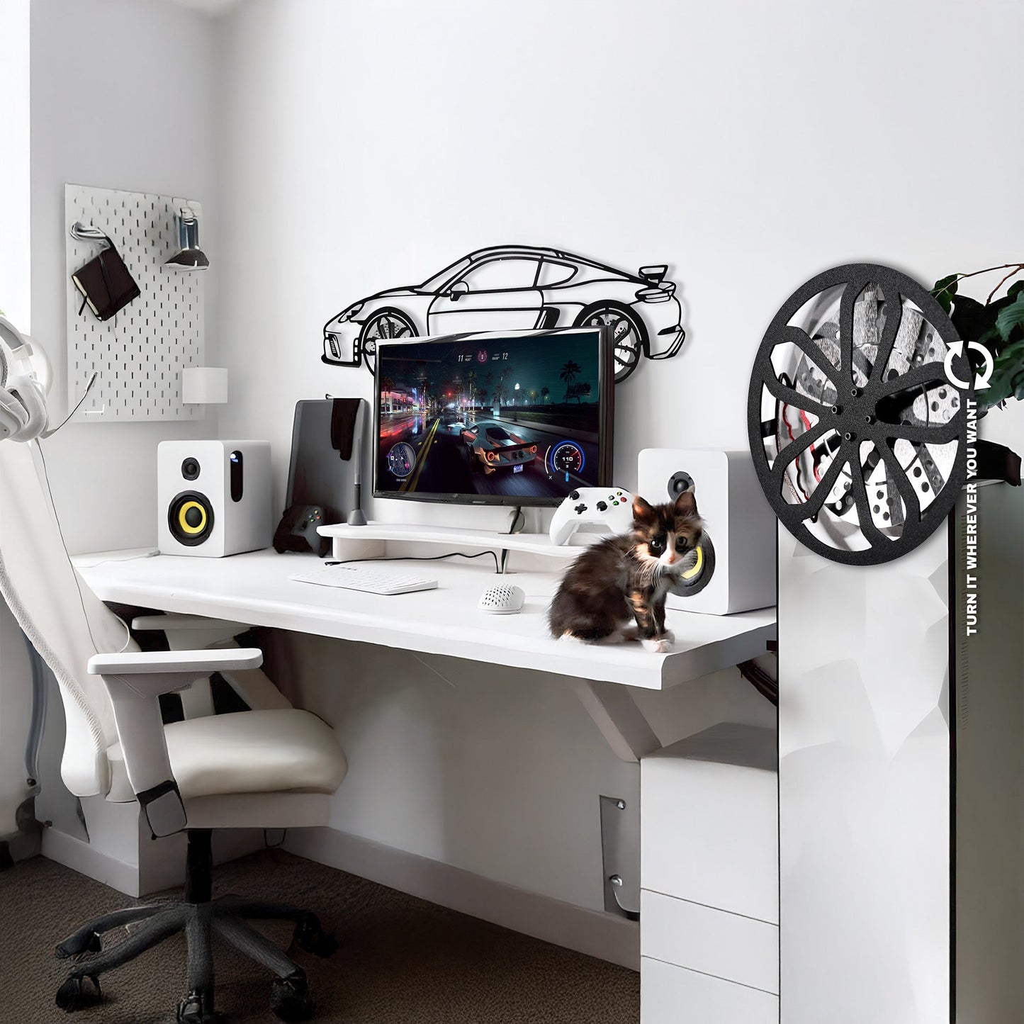 2020 Cayman GT4 Wall Art – Steel Silhouette with Spinning Wheels-KAFMEKA007