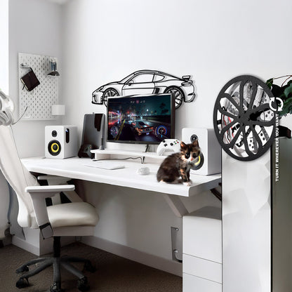 2020 Cayman GT4 Wall Art – Steel Silhouette with Spinning Wheels-KAFMEKA007