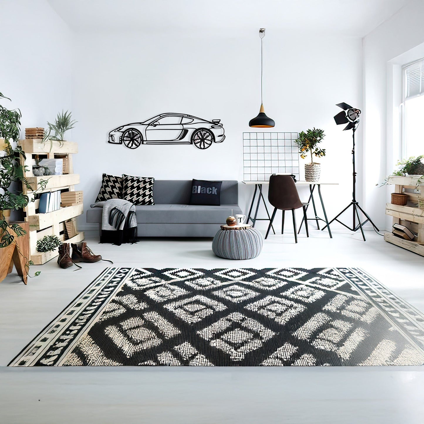 2020 Cayman GT4 Wall Art – Steel Silhouette with Spinning Wheels-KAFMEKA007