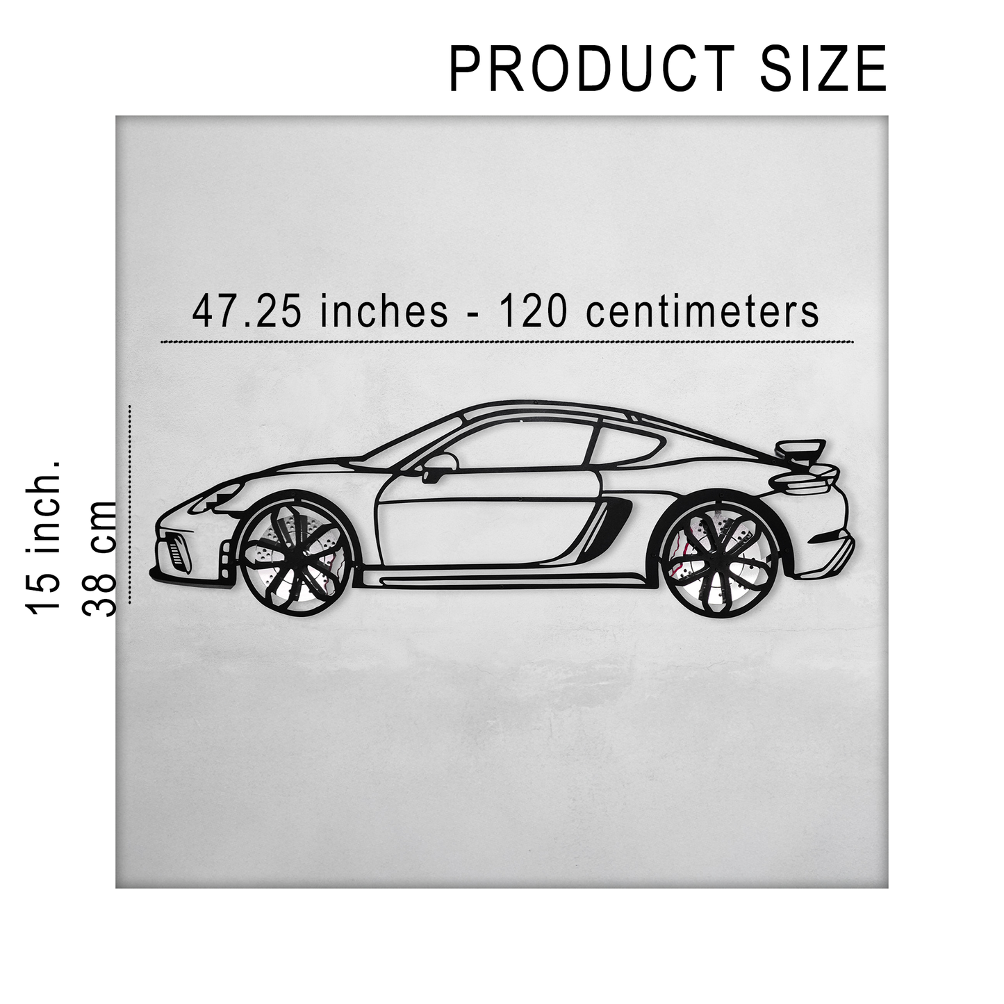 2020 Cayman GT4 Wall Art – Steel Silhouette with Spinning Wheels-KAFMEKA007