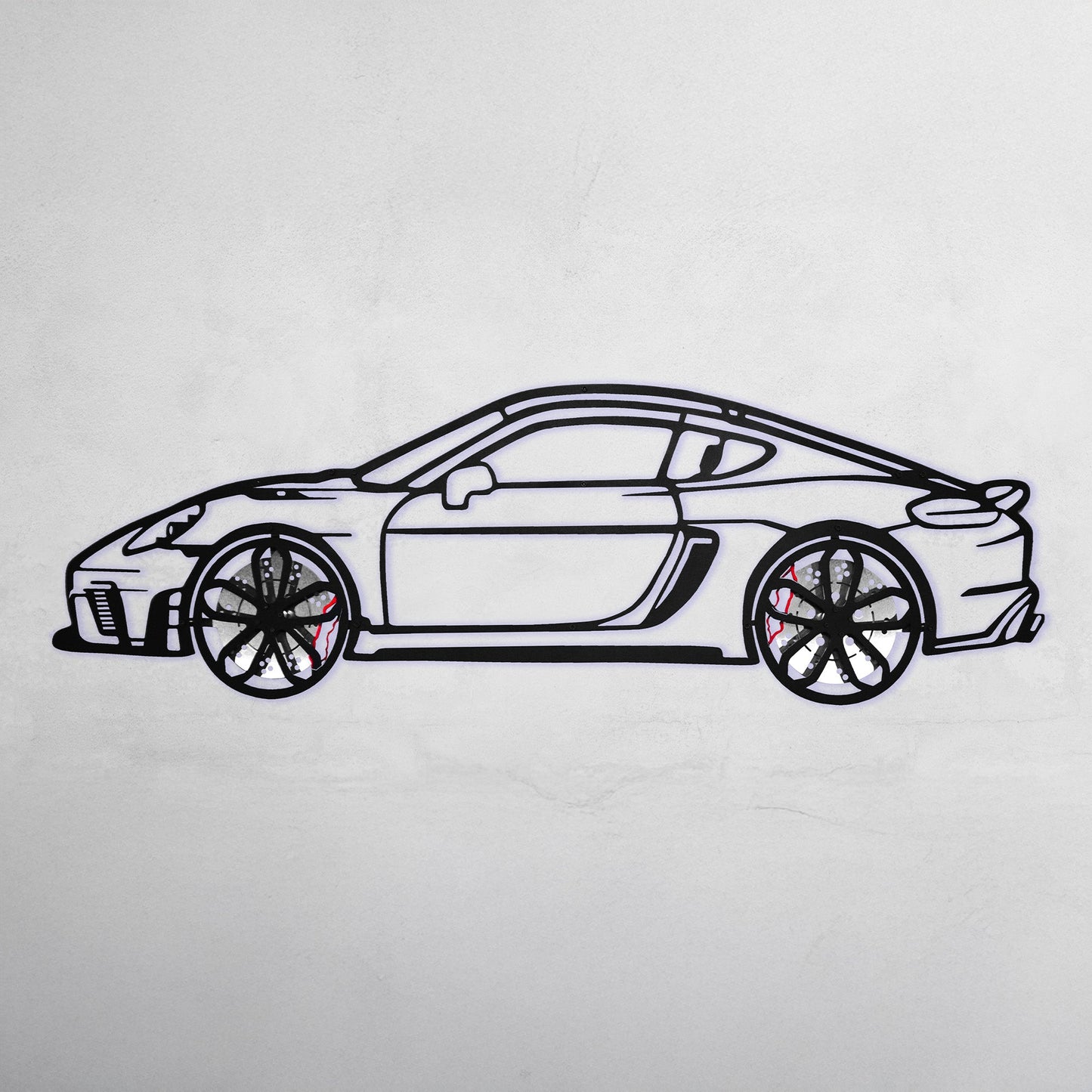 2022 Cayman 718 GT4 Wall Art – Steel Cut with Spinning Wheels-KAFMEKA008