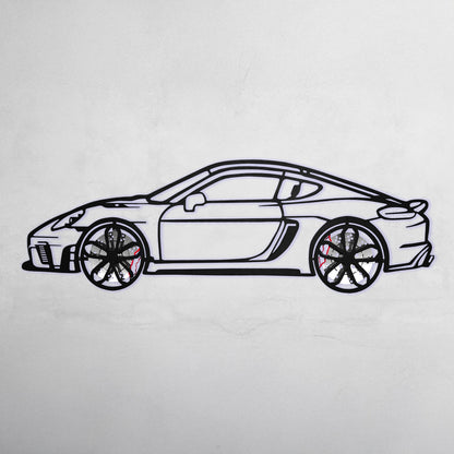 2022 Cayman 718 GT4 Wall Art – Steel Cut with Spinning Wheels-KAFMEKA008
