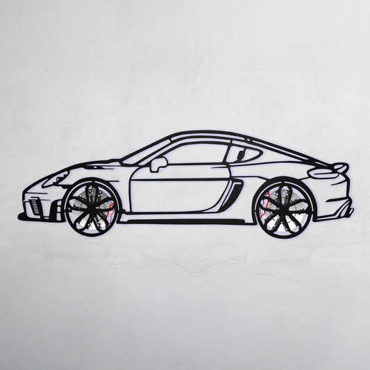 2022 Cayman 718 GT4 Wall Art – Steel Cut with Spinning Wheels-KAFMEKA008