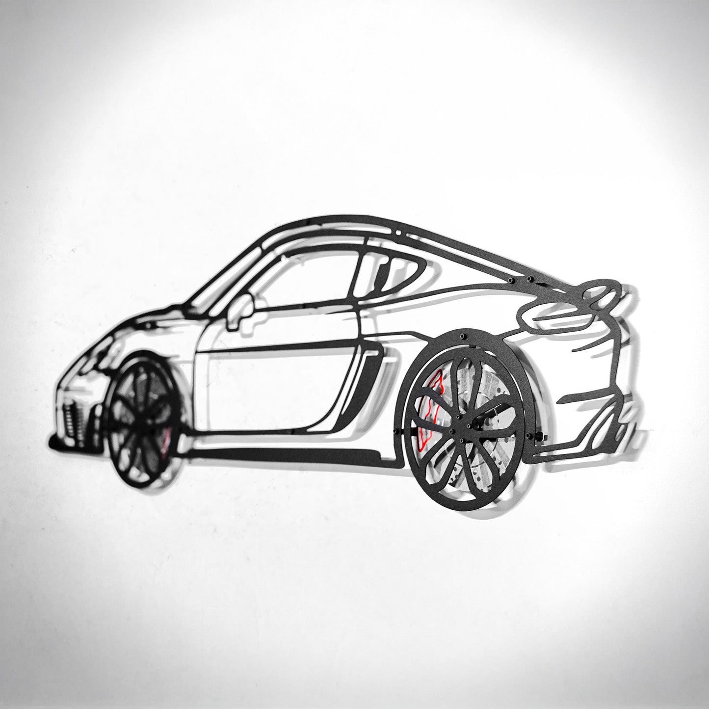 2022 Cayman 718 GT4 Wall Art – Steel Cut with Spinning Wheels-KAFMEKA008