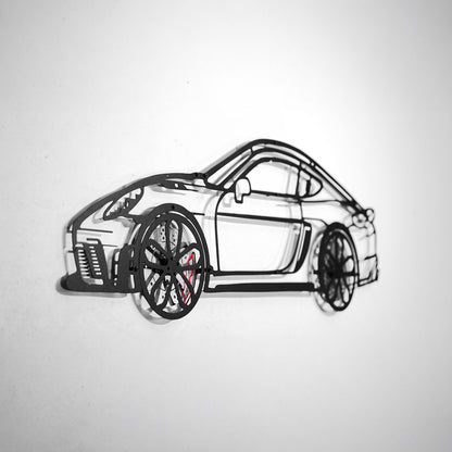 2022 Cayman 718 GT4 Wall Art – Steel Cut with Spinning Wheels-KAFMEKA008