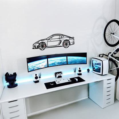 2022 Cayman 718 GT4 Wall Art – Steel Cut with Spinning Wheels-KAFMEKA008